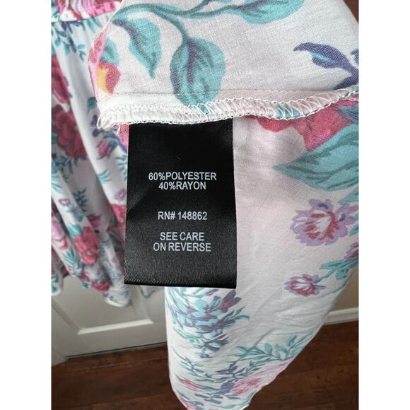 Torrid White Collared Rose Print Tunic Sleeveless Blouse Top 1X Cottagecore - Picture 2 of 8